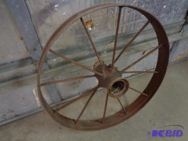 lot 2C image: Steel Wagon Wheel. Measures approximately 34&...