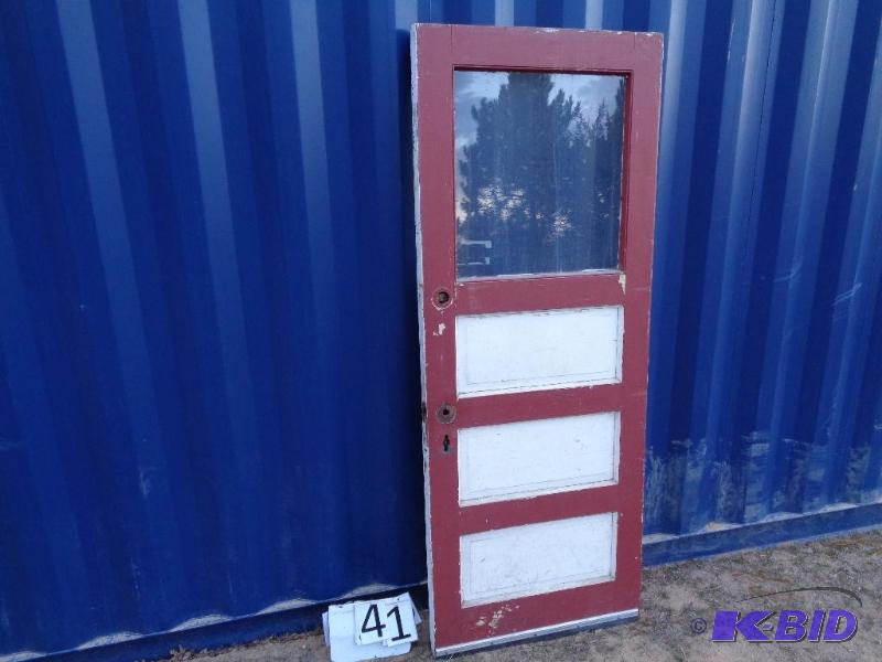 lot 41 image: Old wood door with window. Approx. 29 78&quo...
