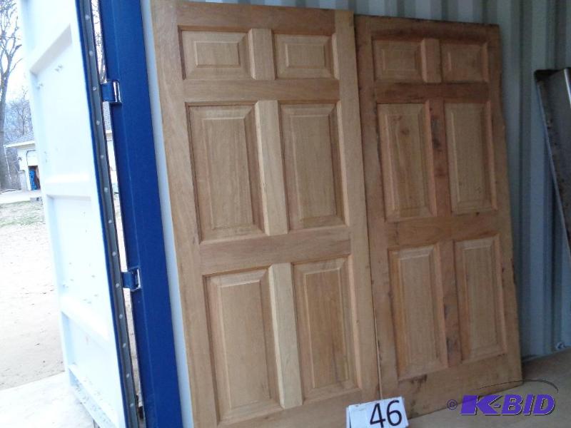 lot 46 image: Pair of french doors. Solid wood, marked maho...