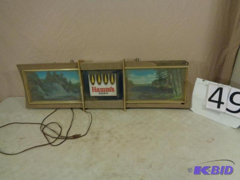 lot 49 image: Hamms Beer lighted motion sign (waterfall app...