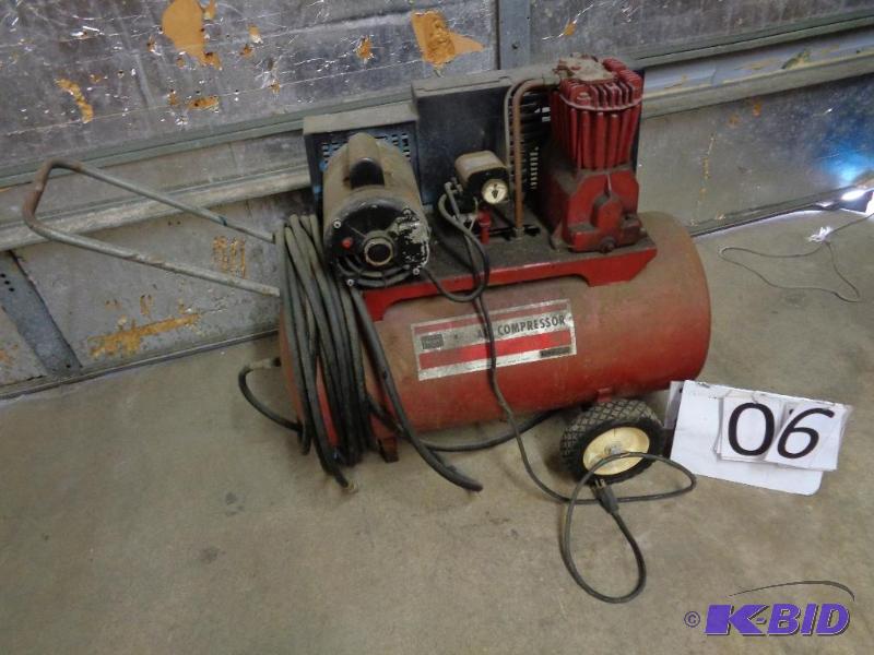 lot 6 image: Sears Air Compressor. 20 gallon, 2HP, 220 v. ...