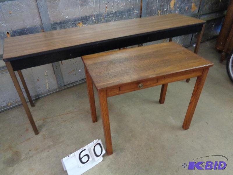 lot 60 image: 2 DesksTables. One has drawer and slide out ...