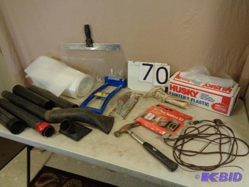 lot 70 image: Husky Painters Plastic, Hammer, Extension Cor...