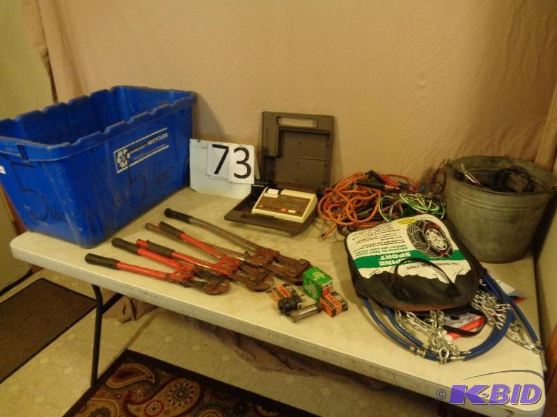 lot 73 image: Assorted Tools and shop Supplies. Bolt Cutter...