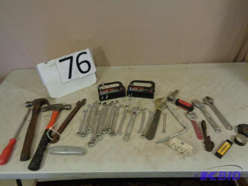 lot 76 image: Lot of Assorted Tools. Wrenches, hammers, Uti...