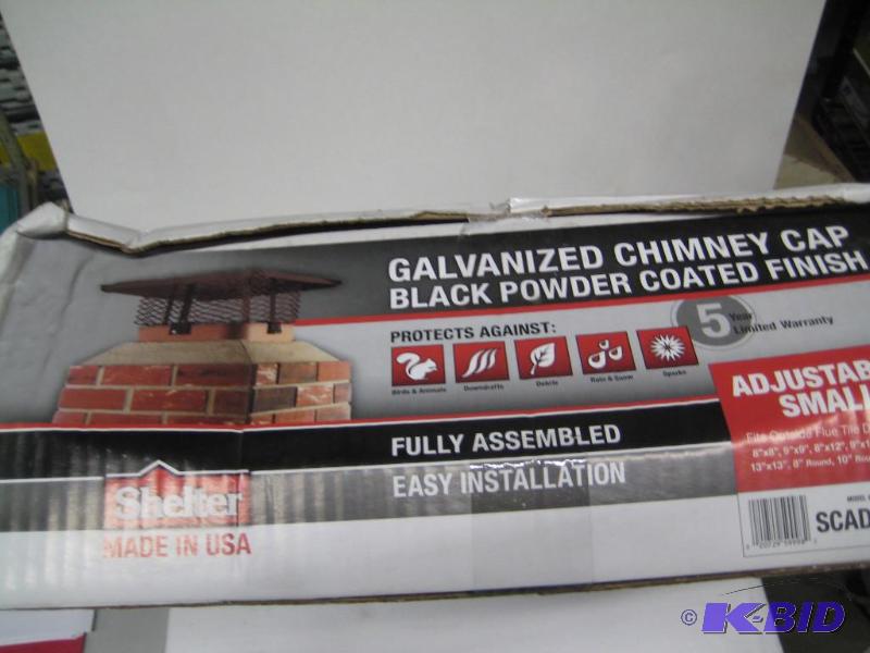 lot 109 image: New Shelter brand galvanized chimney cap. Bla...