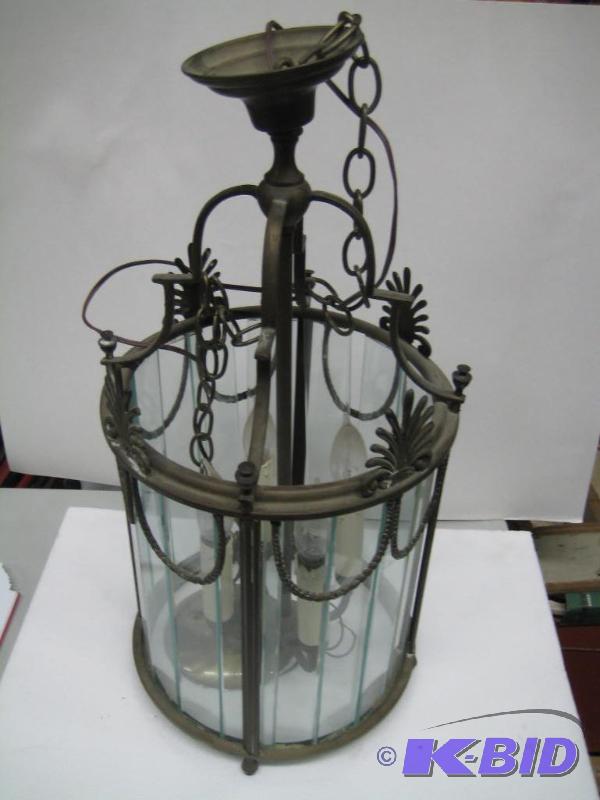 lot 15 image: Used hanging chandelier, lantern style takes ...