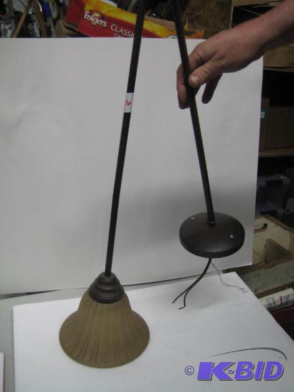 lot 16 image: New display model hanging pendant light beige...