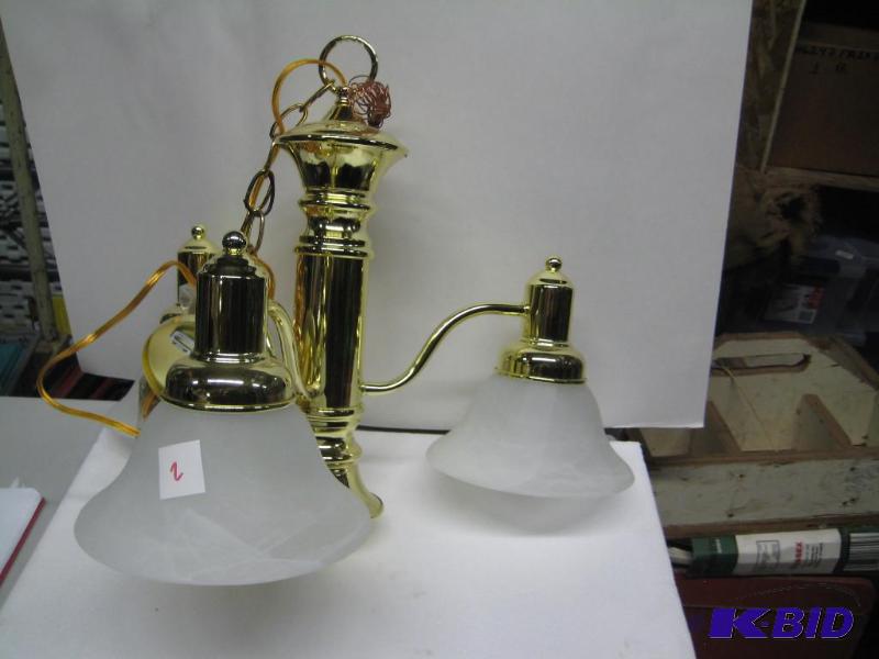 lot 2 image: New display model 3 bulb hanging chandelier l...