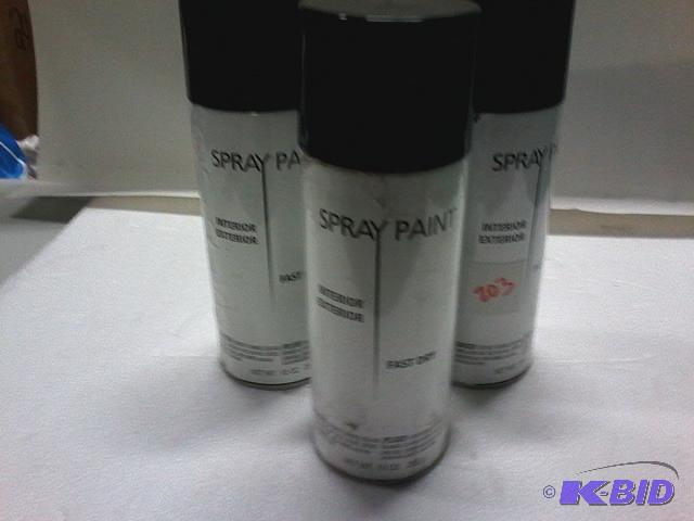 lot 203 image: New qty 3 cans gloss black spray paint, inter...