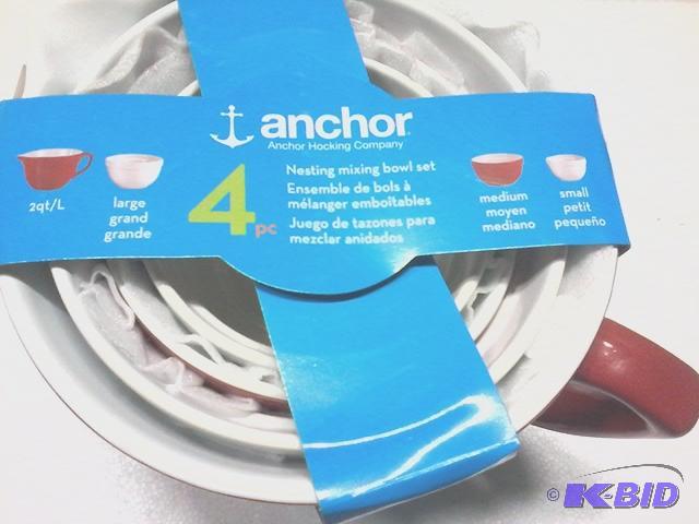 lot 265 image: New Anchor Hocking brand 4 piece nesting mixi...