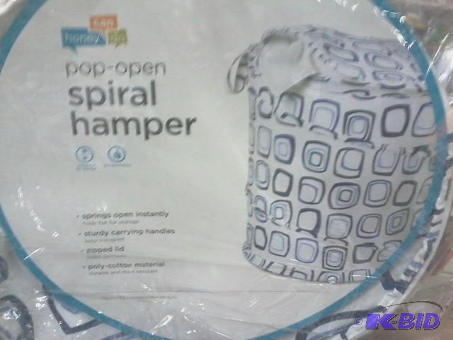 lot 324 image: New honey-can-do bran pop open spiral Hamper....