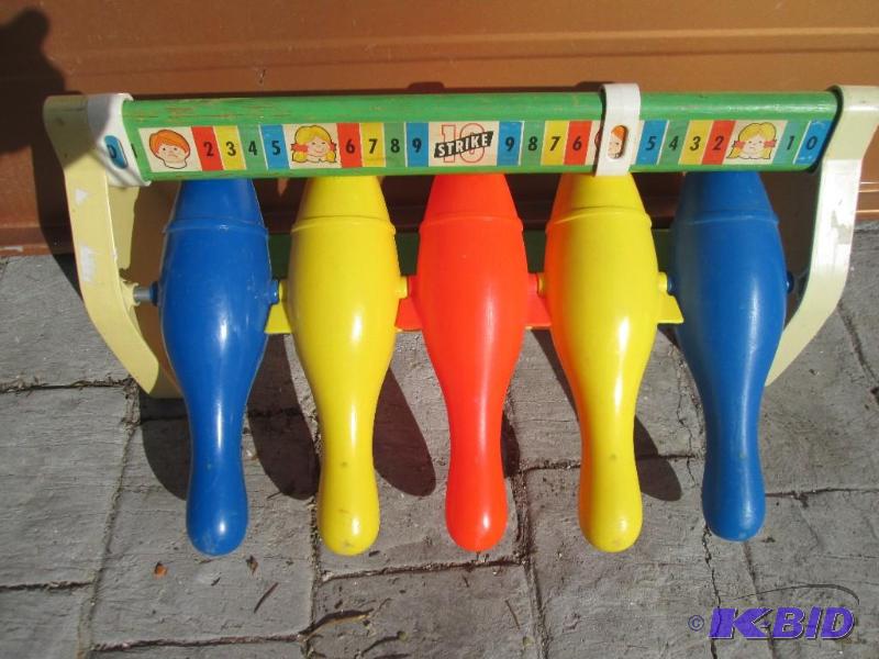 lot 145 image: Vintage Fisher Price bowling pin toy...