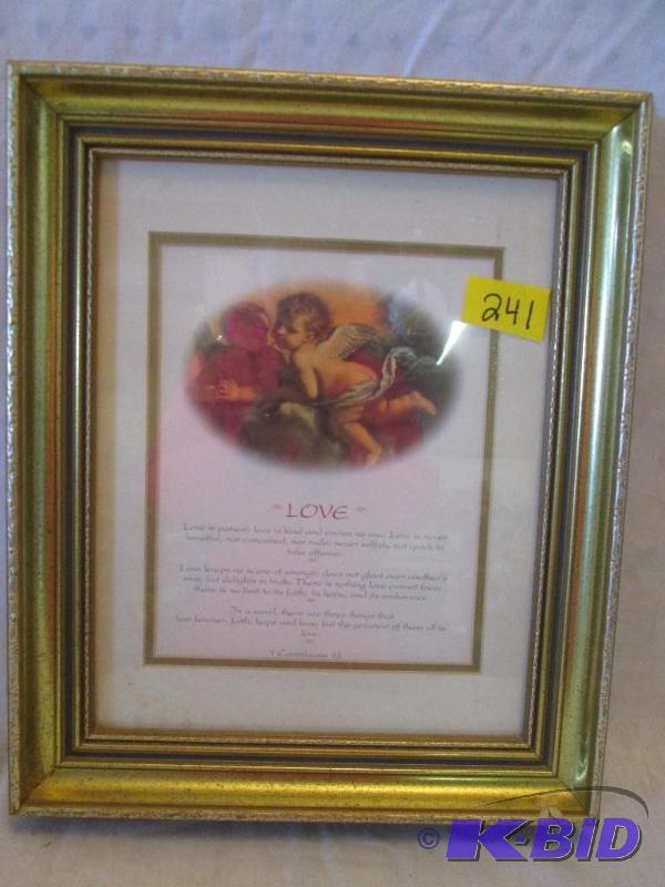 lot 163 image: Framed Love art, 14 x 17"...