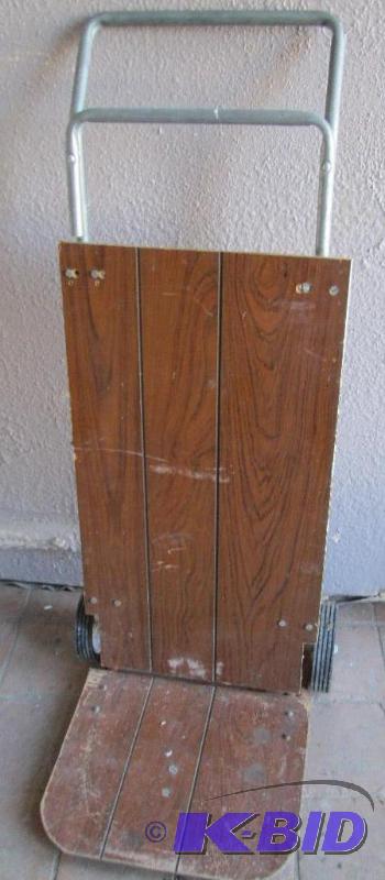 lot 172 image: small wood wheeled cart 3ft tall and 14 acr...