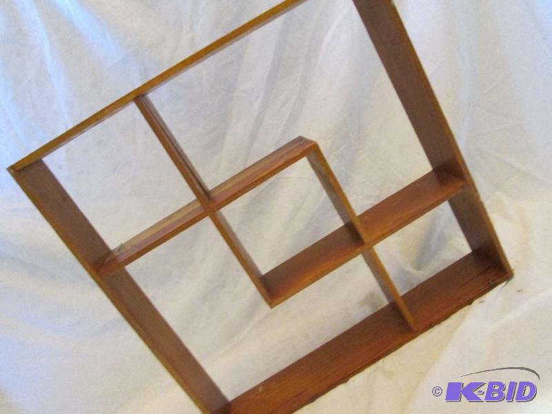 lot 175 image: wooden divided shelf, 18 x 18 x 4...