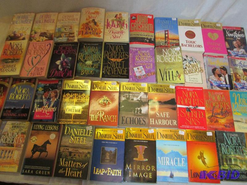 lot 177 image: large lot of books- mostly romantic genre...