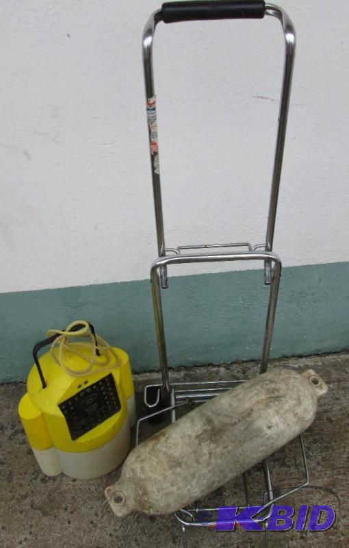 lot 183 image: Wheeled card, bait bucket and bouy...