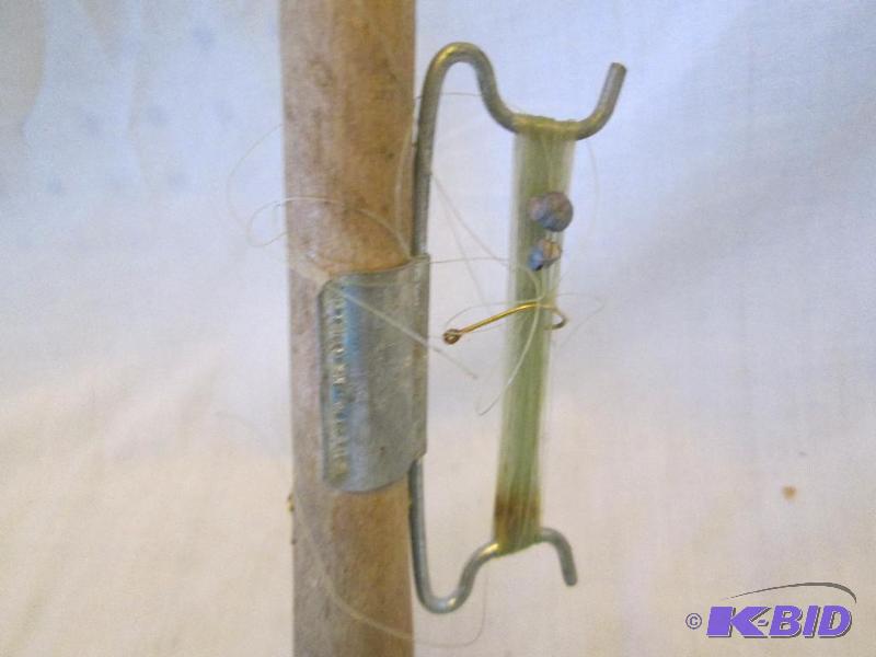 lot 196 image: vintage fighing pole with metal string holder...