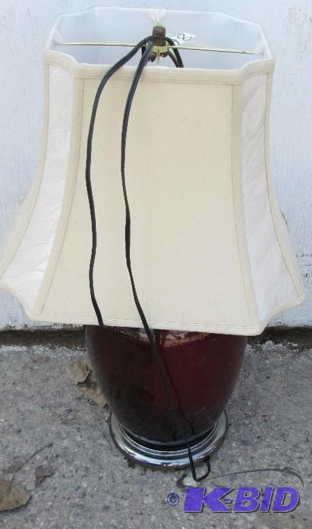 lot 97 image: Table lamp with fancy cloth shade...