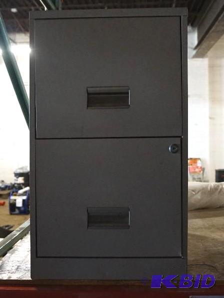 lot 126 image: 2 Drawer Metal File Cabinet In Good Condition...