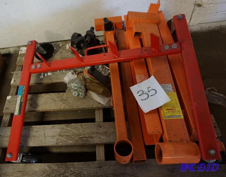 lot 35 image: Central Machinery Engine Stand and Cart Compo...