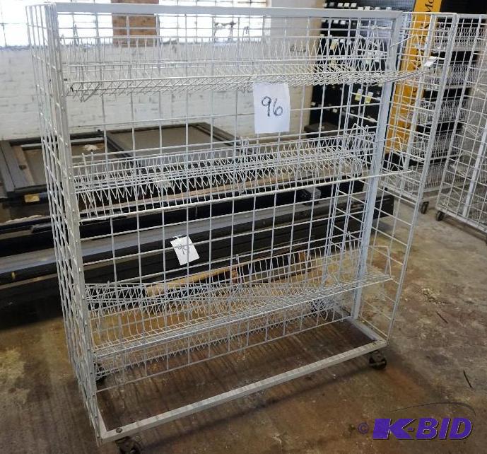 lot 96 image: Wheeled Retail Display Wire Shelving Unit Mea...