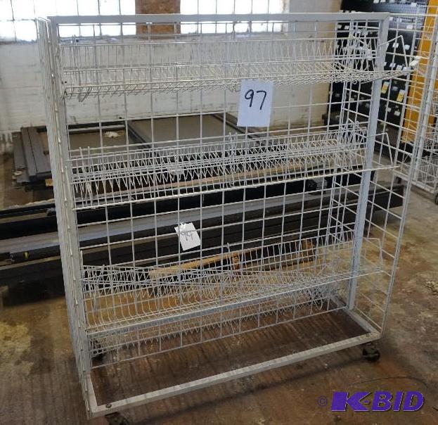 lot 97 image: Wheeled Retail Display Wire Shelving Unit Mea...