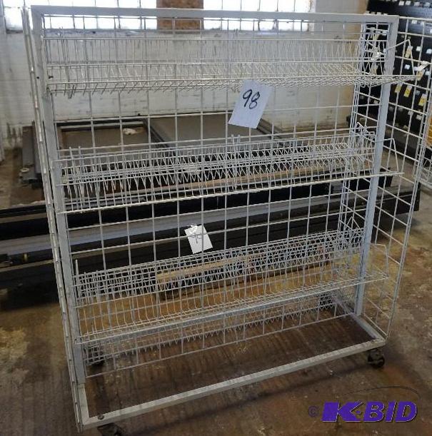 lot 98 image: Wheeled Retail Display Wire Shelving Unit Mea...