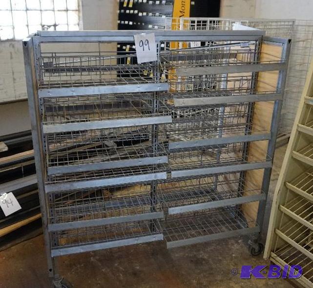 lot 99 image: Wheeled Retail Display Wire Shelving Unit Mea...