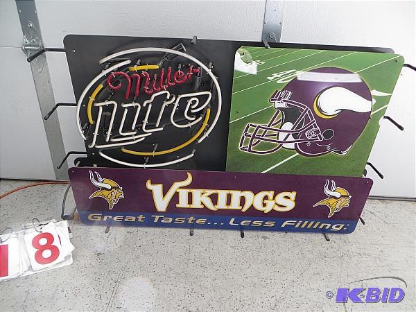 lot 18 image: Miller Light Vikings Neon Sign