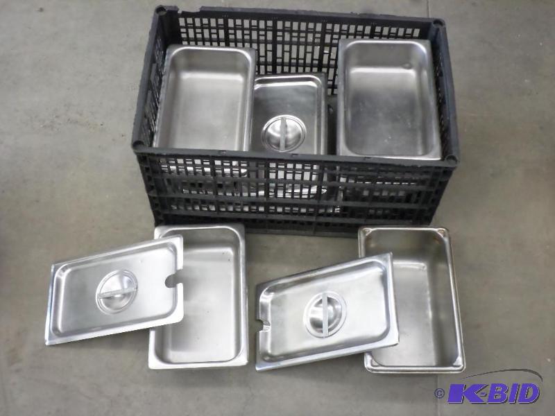 Lot Of (8) Lidded Stainless Steel Food Trays...