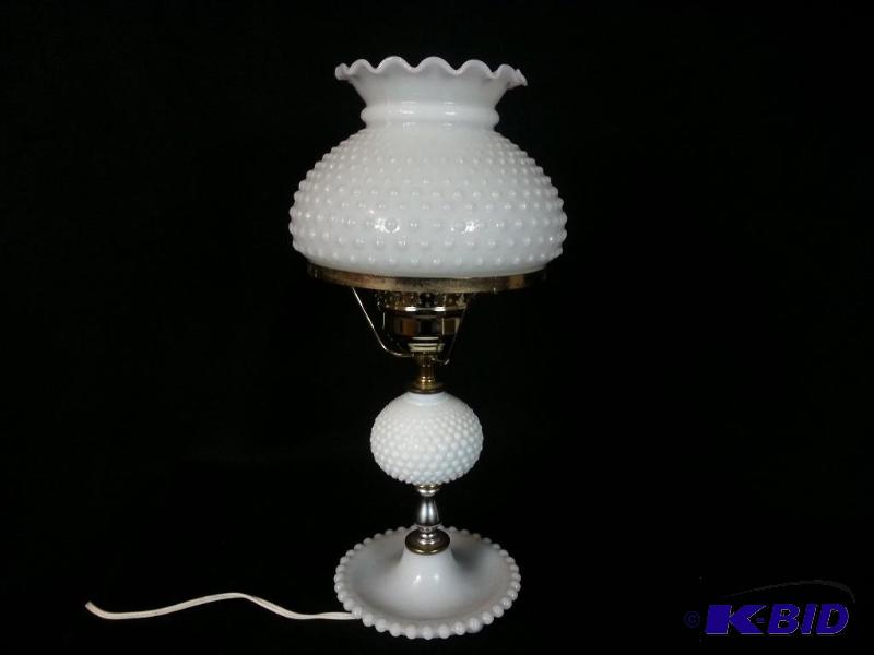 Vintage Hobnail Milkglass Hurricane Lamp