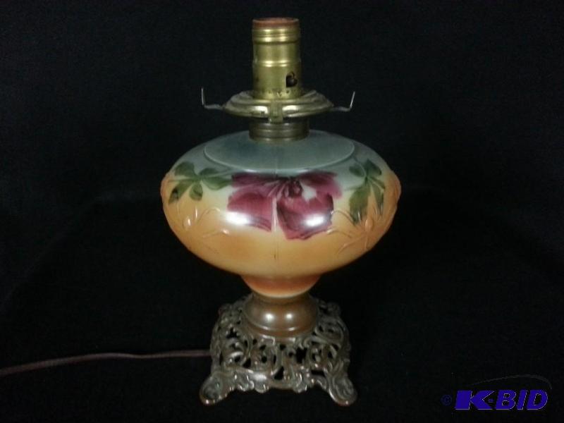 Ornate Painted Glass Table Lamp