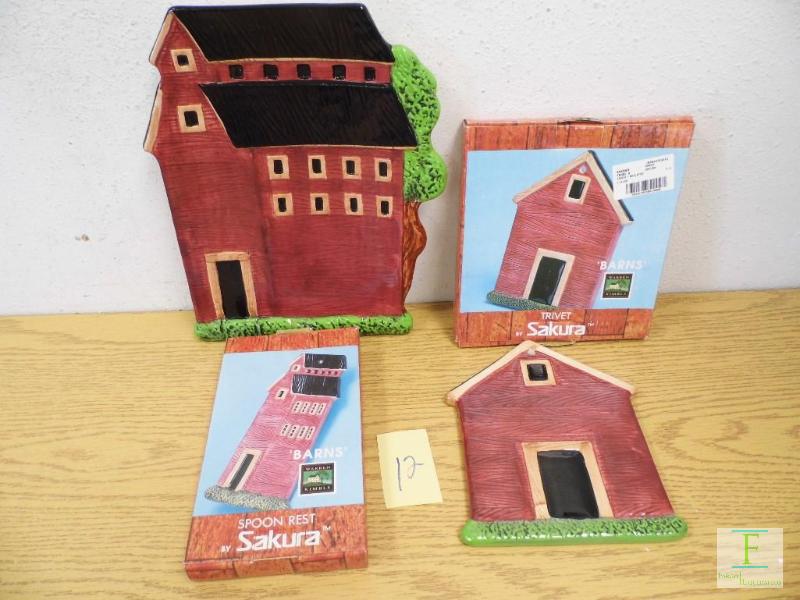 Barn Tray, 2 Trivets & Spoon Rest