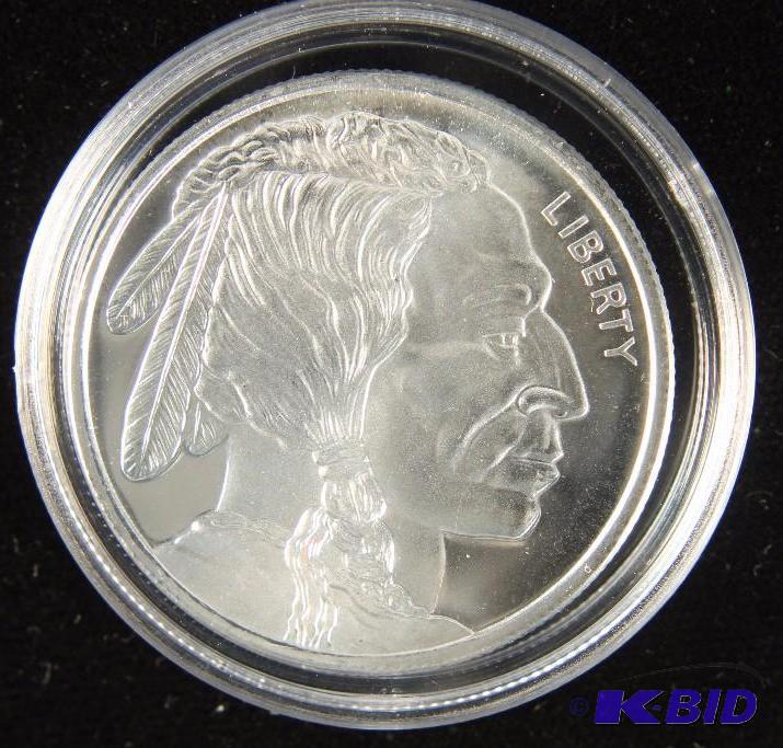 1 TROY Oz. .999 FINE SILVER ROUND BUFFALO DESIGN