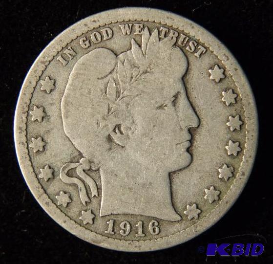 1916-D BARBER SILVER QUARTER