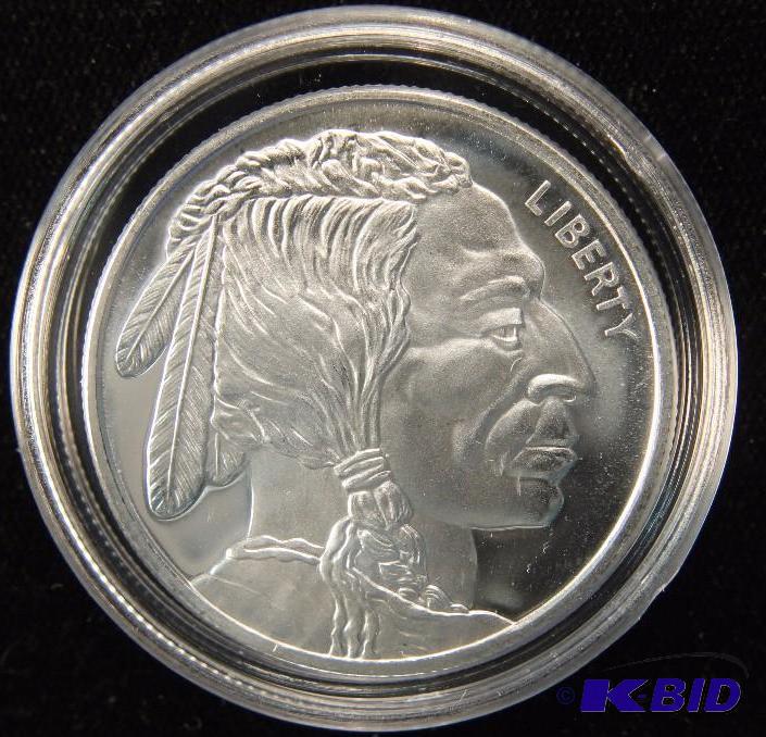 1 TROY Oz. .999 FINE SILVER BUFFALO ROUND IN HOLDER
