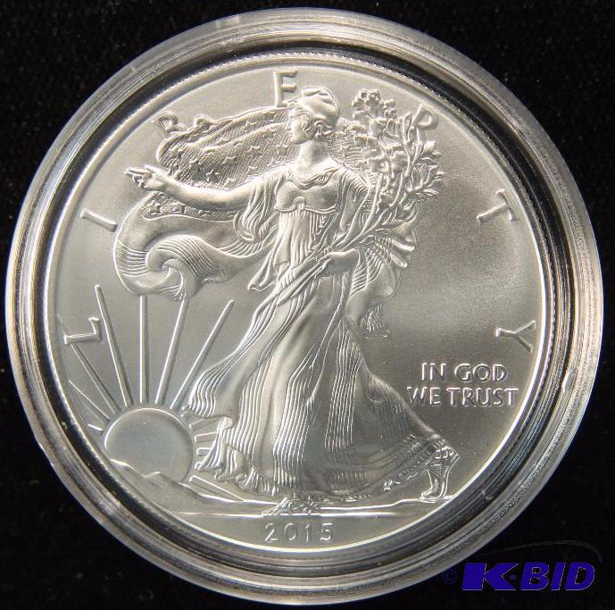 2015 US AMERICAN EAGLE 1 TROY Oz. .999 FINE SILVER DOLLAR COIN IN HOLDER