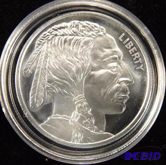 1 TROY Oz. .999 FINE SILVER ROUND BUFFALO DESIGN