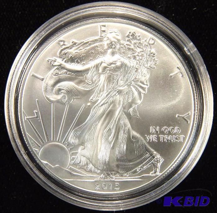 2015 AMERICAN EAGLE 1 TROY Oz. .999 FINE SILVER US DOLLAR COIN IN HOLDER