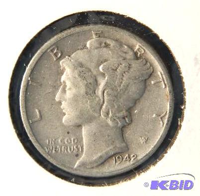 1942-D MERCURY SILVER DIME FINE