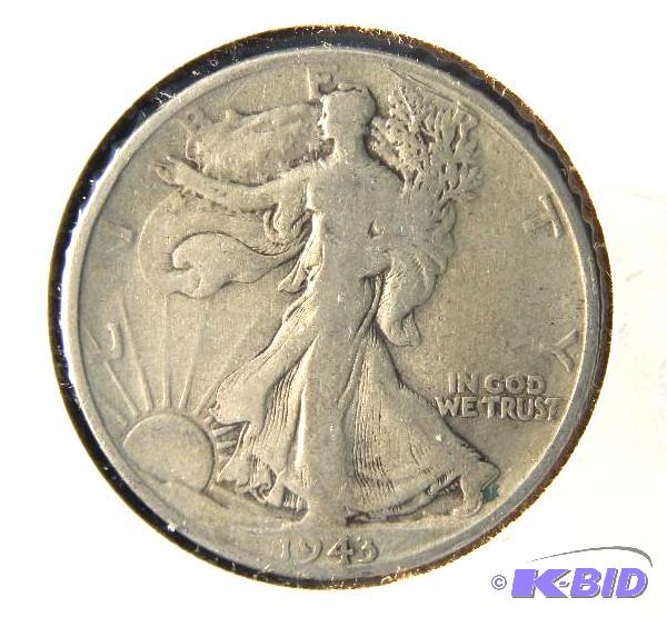1943 WALKING LIBERTY SILVER HALF DOLLAR FINE