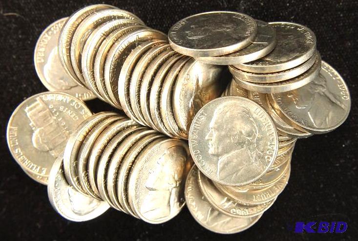 ROLL OF 1960 JEFFERSON NICKELS UNC (40 COINS)