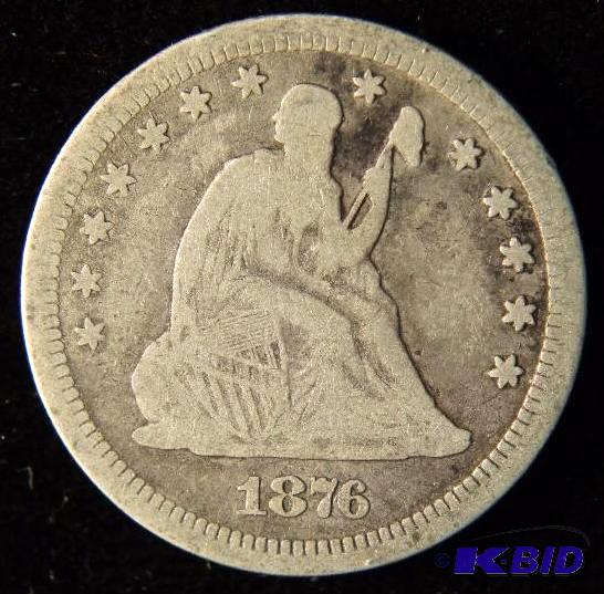 1876 CC CARSON CITY SEATED LIBERTY SILVER QUARTER