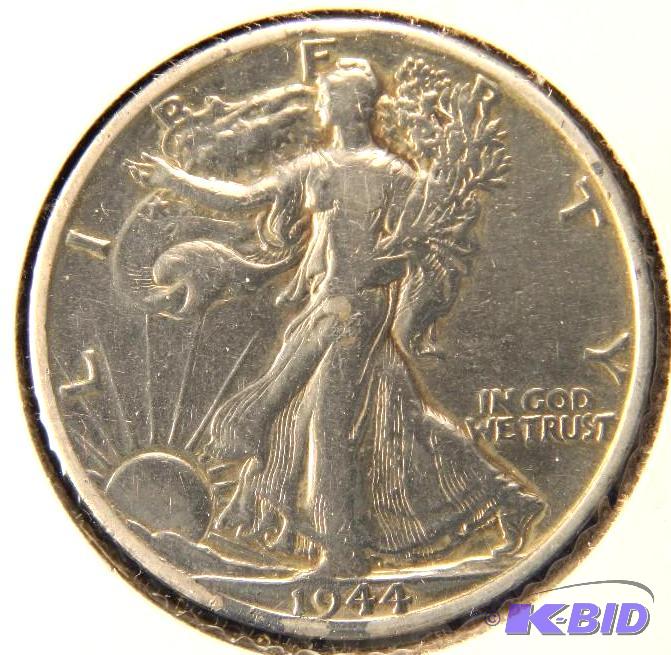 1944-D WALKING LIBERTY SILVER HALF DOLLAR VF DETAILS