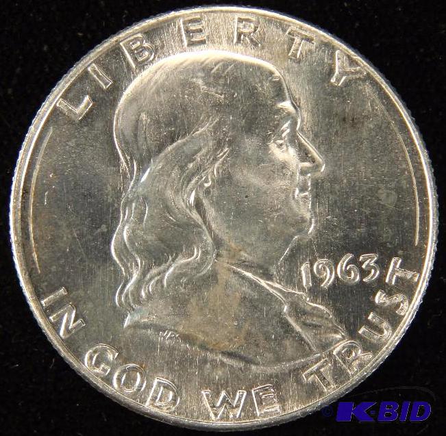 1963-D FRANKLIN SILVER HALF DOLLAR UNC