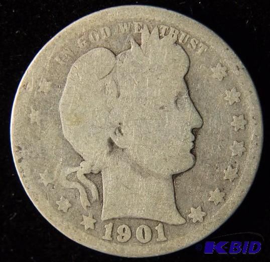 1901 BARBER SILVER QUARTER