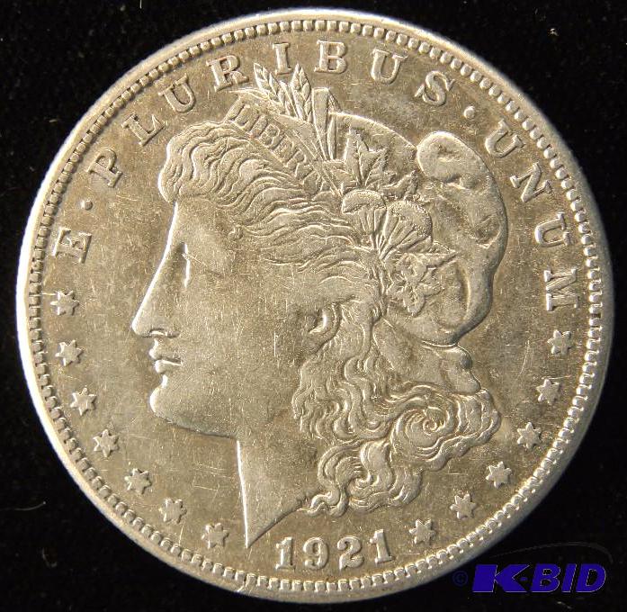 1921-S MORGAN SILVER DOLLAR CLEANED