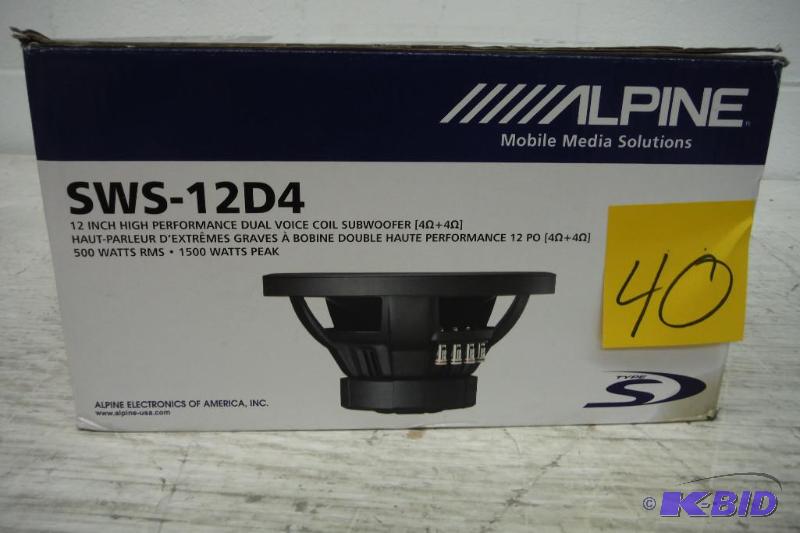 lot 40 image: Alpine SWS-12D4 12 Dual-Voice-Coil 4-Ohm Subwoofer SWS12D4